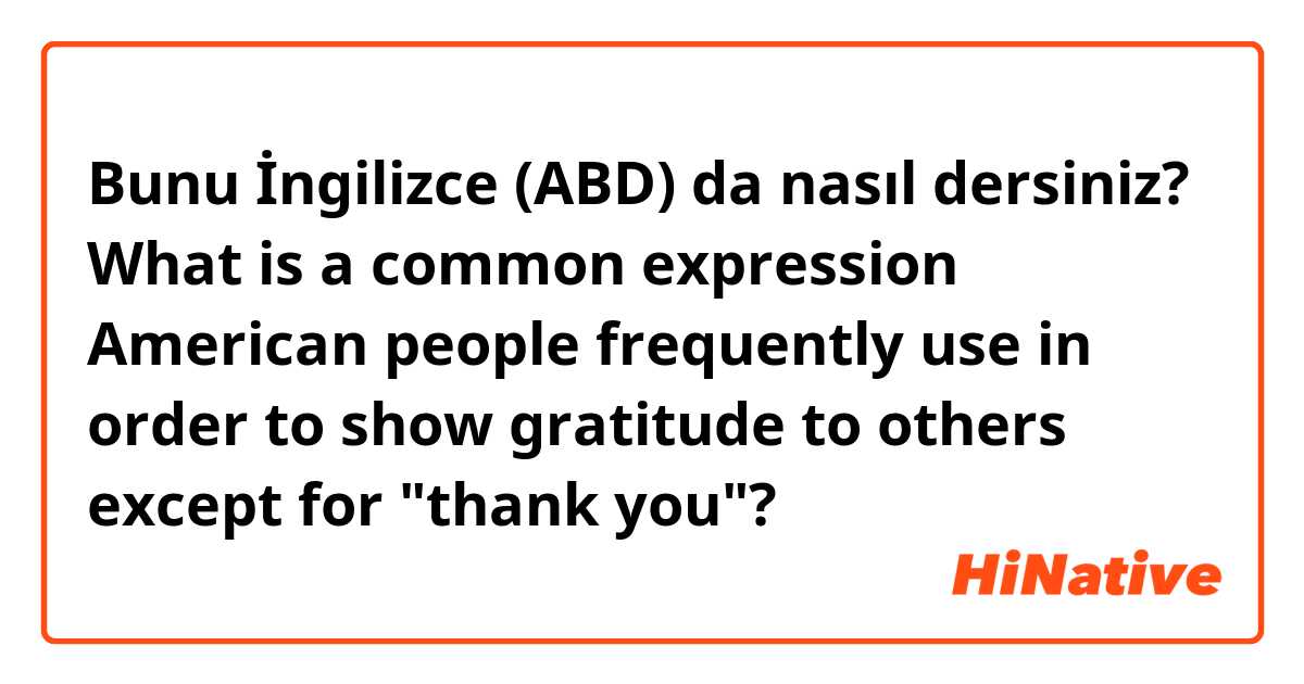 Bunu İngilizce (ABD) da nasıl dersiniz? What is a common expression American people frequently use in order to show gratitude to others except for "thank you"?