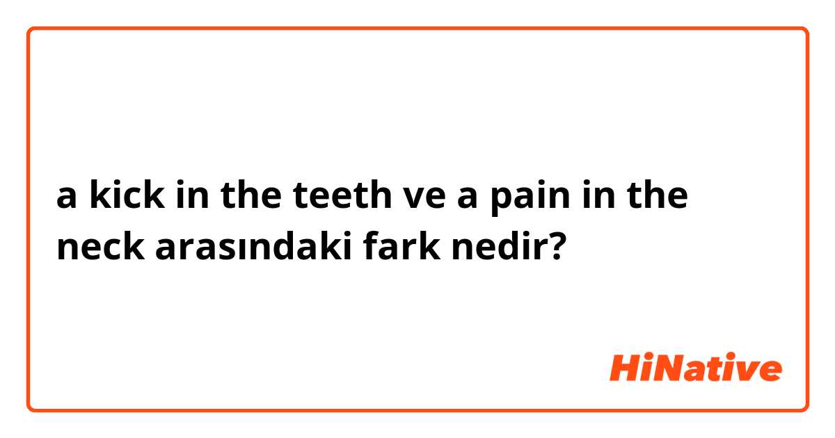 a kick in the teeth ve a pain in the neck arasındaki fark nedir?