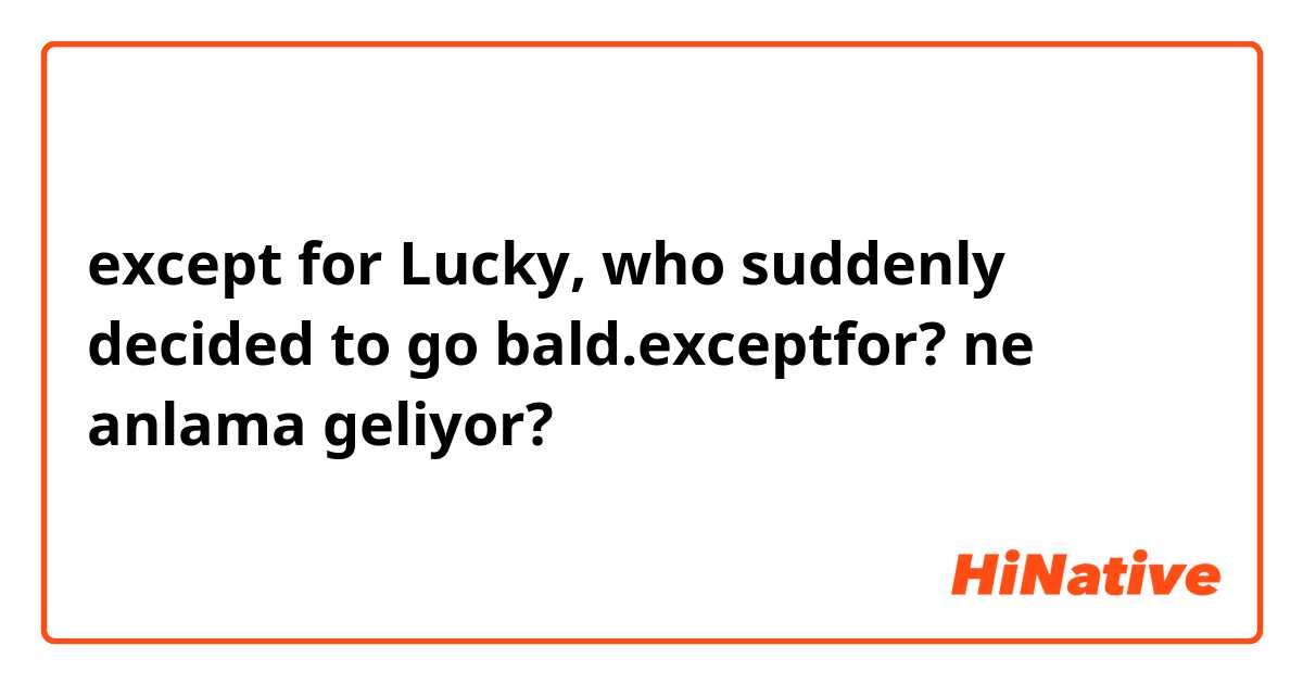 except for Lucky, who suddenly decided to go bald.exceptfor? ne anlama geliyor?