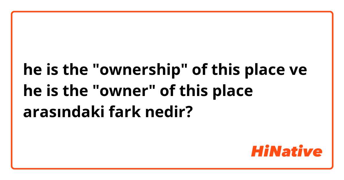 he is the "ownership" of this place ve he is the "owner" of this place arasındaki fark nedir?