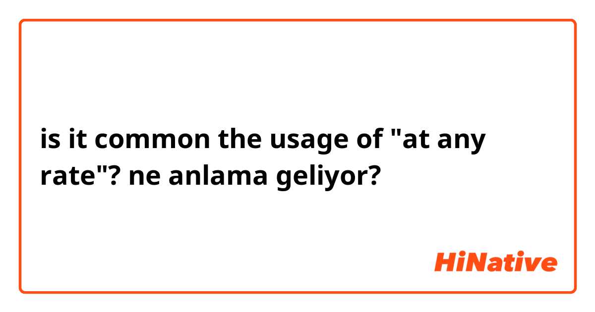 is it common the usage of "at any rate"? ne anlama geliyor?