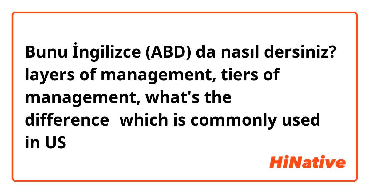 Bunu İngilizce (ABD) da nasıl dersiniz?  layers of management,  tiers of management, what's the difference？which is commonly used in US？