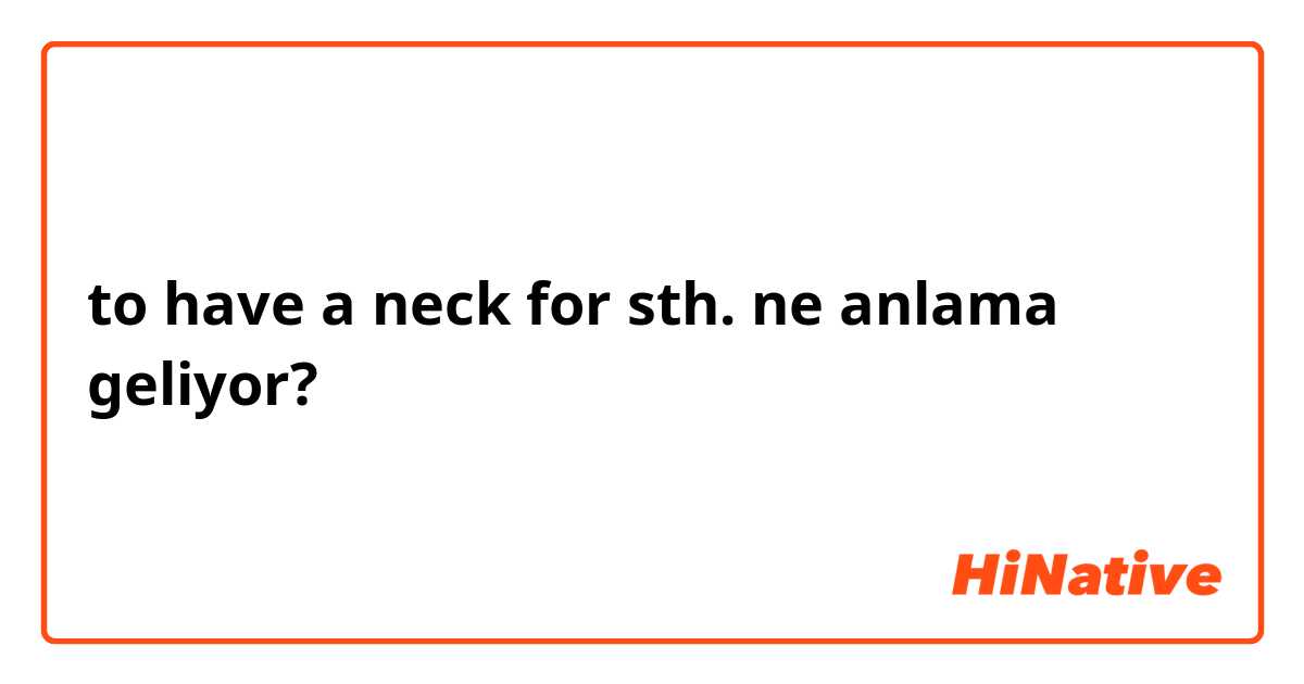 to have a neck for sth. ne anlama geliyor?