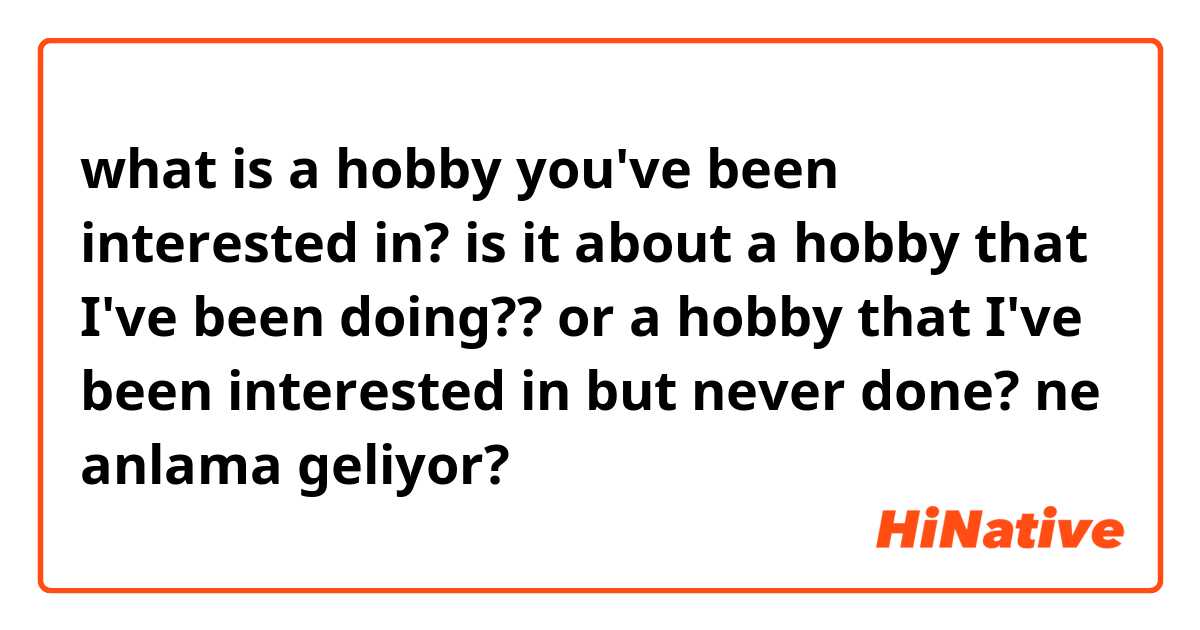 what is a hobby you've been interested in? 

is it about a hobby that I've been doing?? or a hobby that I've been interested in but never done?  ne anlama geliyor?