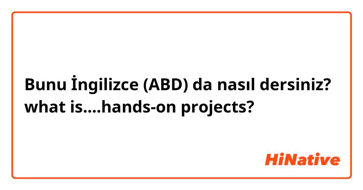Bunu İngilizce (ABD) da nasıl dersiniz? what is....hands-on projects?