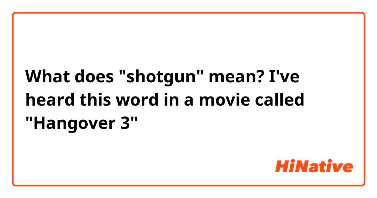 What does "shotgun" mean?

I've heard this word in a movie called "Hangover 3"