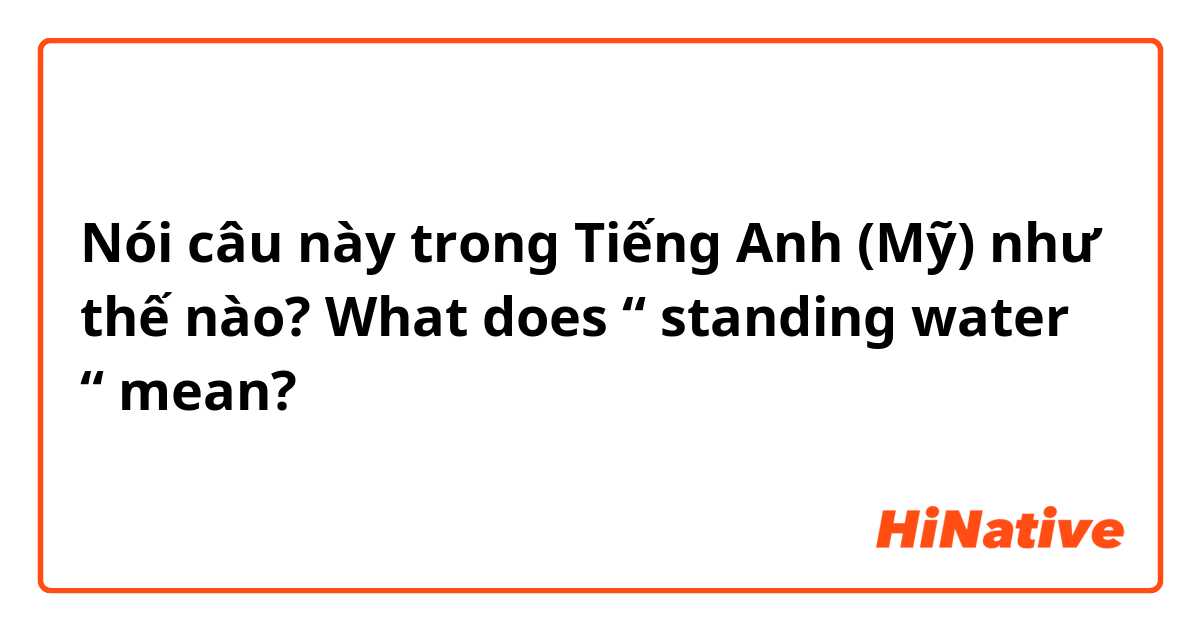 Nói câu này trong Tiếng Anh (Mỹ) như thế nào? What does “ standing water “ mean?