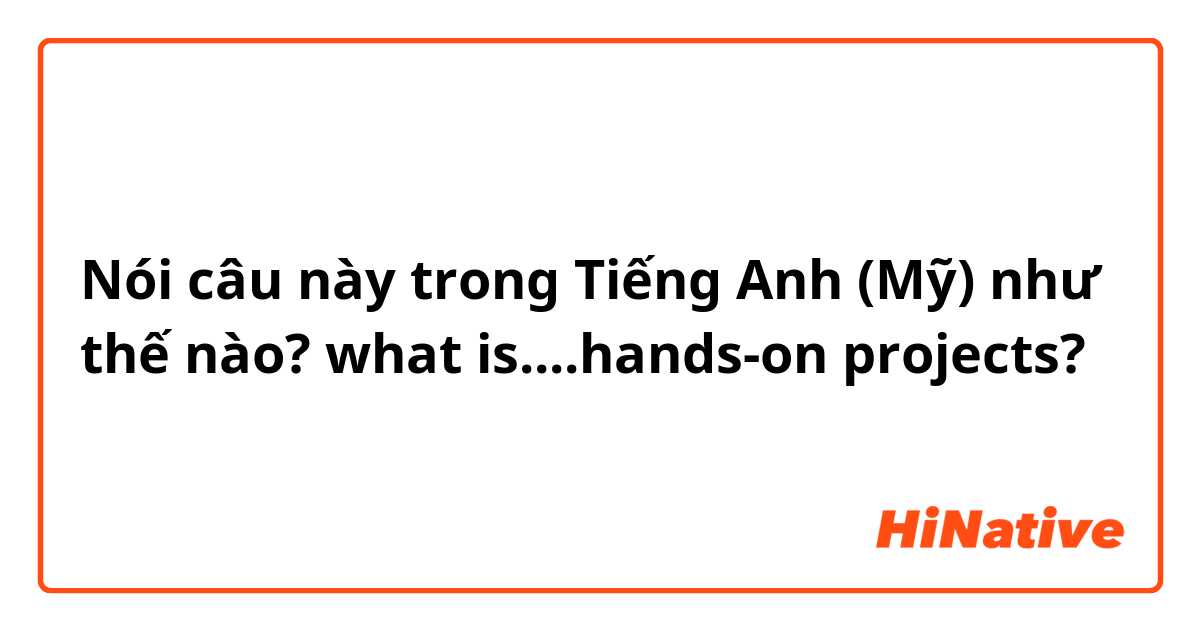 Nói câu này trong Tiếng Anh (Mỹ) như thế nào? what is....hands-on projects?