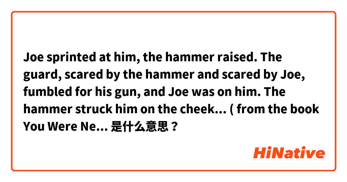 Joe sprinted at him, the hammer raised. The guard, scared by the hammer and scared by Joe, fumbled for his gun, and Joe was on him. The hammer struck him on the cheek... ( from the book You Were Never Really Here)

What does t 'Joe was on him' mean? 是什么意思？