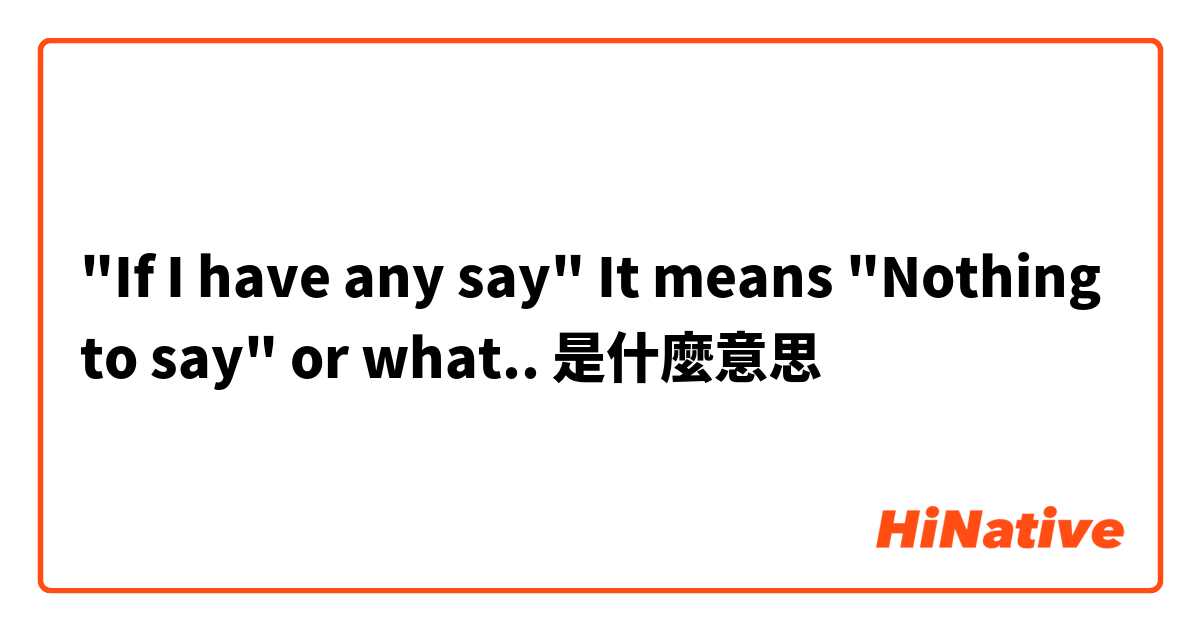 "If I have any say"
It means "Nothing to say" or what..是什麼意思