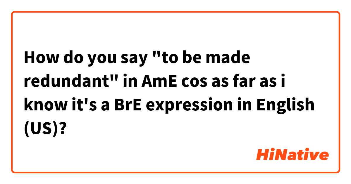How do you say "to be made redundant" in AmE cos as far as i know it's a BrE expression in English (US)?