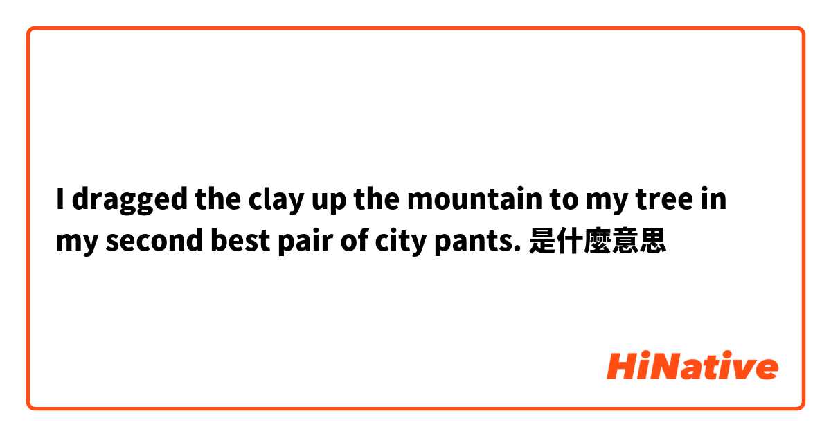 I dragged the clay up the mountain to my tree in my second best pair of city pants. 是什麼意思