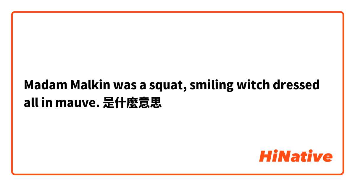 Madam Malkin was a squat, smiling witch dressed all in mauve.是什麼意思