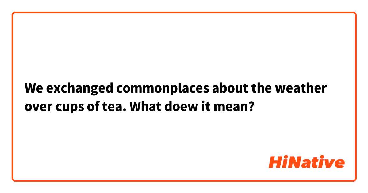     We exchanged commonplaces about the weather over cups of tea.

  What doew it mean?