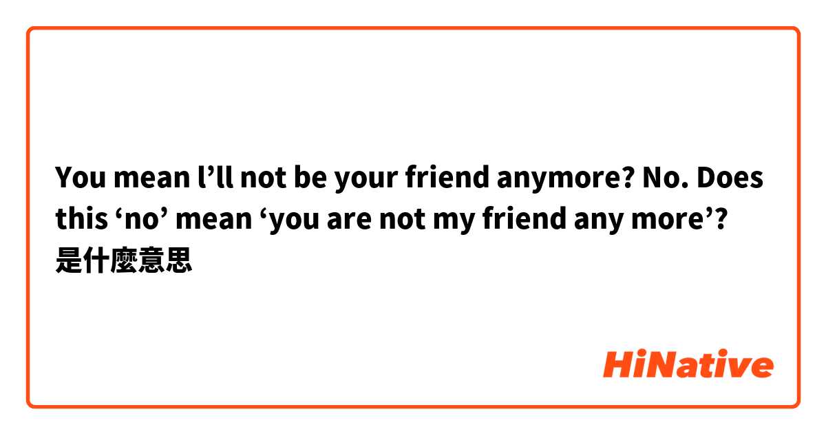 You mean l’ll not be your friend anymore? No. Does this ‘no’ mean ‘you are not my friend any more’?是什麼意思
