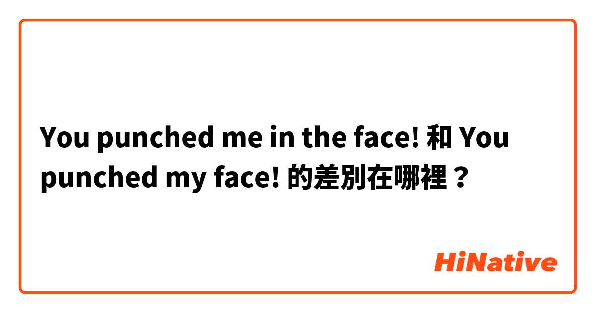 You punched me in the face! 和 You punched my face! 的差別在哪裡？