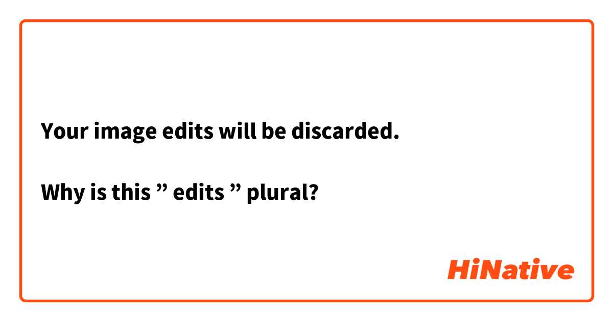Your image edits will be discarded.

Why is this ” edits ” plural?