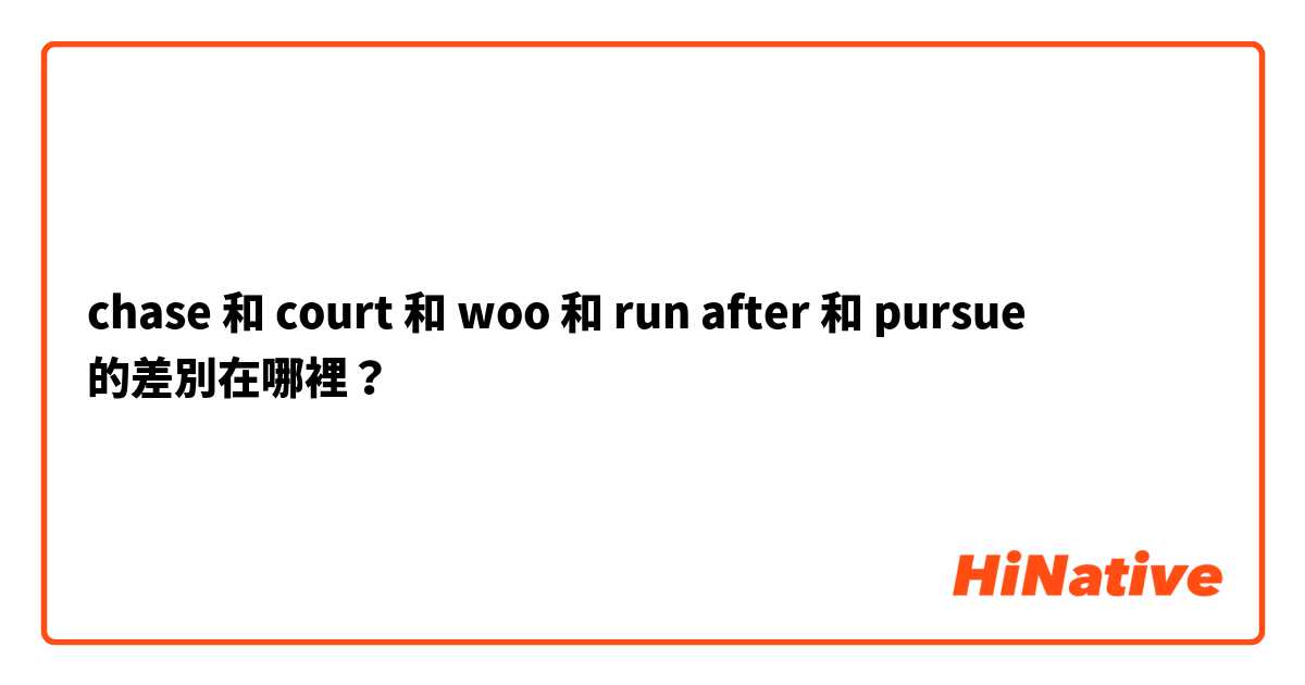 chase 和 court 和 woo 和 run after 和 pursue 的差別在哪裡？