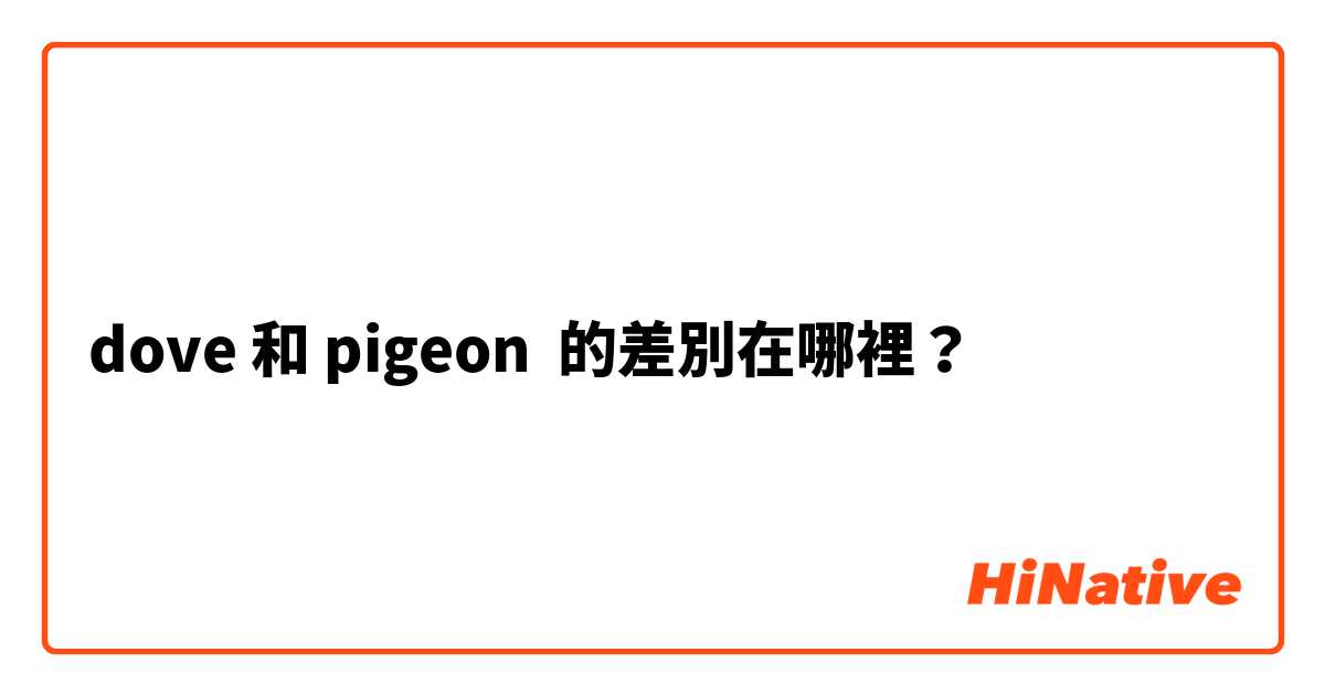 dove 和 pigeon  的差別在哪裡？