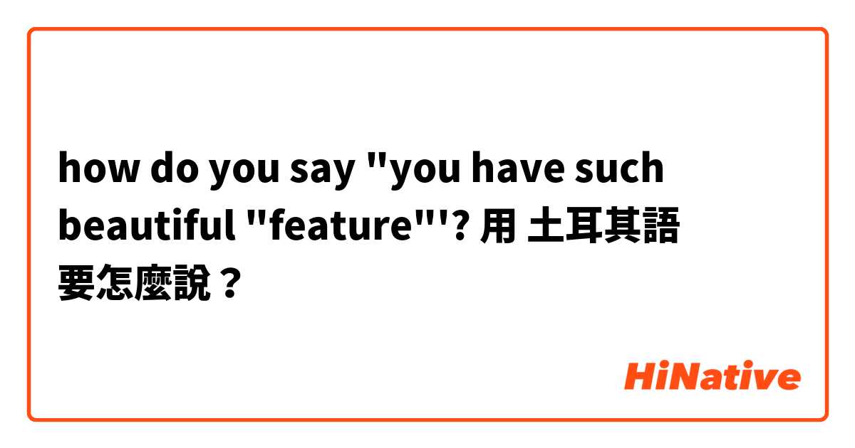 how do you say "you have such beautiful "feature"'?用 土耳其語 要怎麼說？