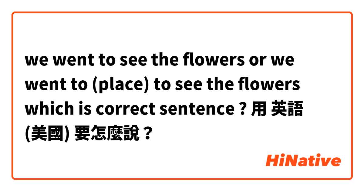 we went to see the flowers or we went to (place) to see the flowers which is correct sentence ?用 英語 (美國) 要怎麼說？