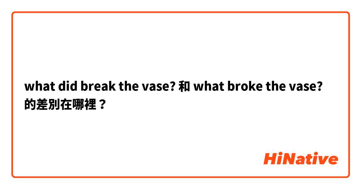 what did break the vase? 和 what broke the vase? 的差別在哪裡？