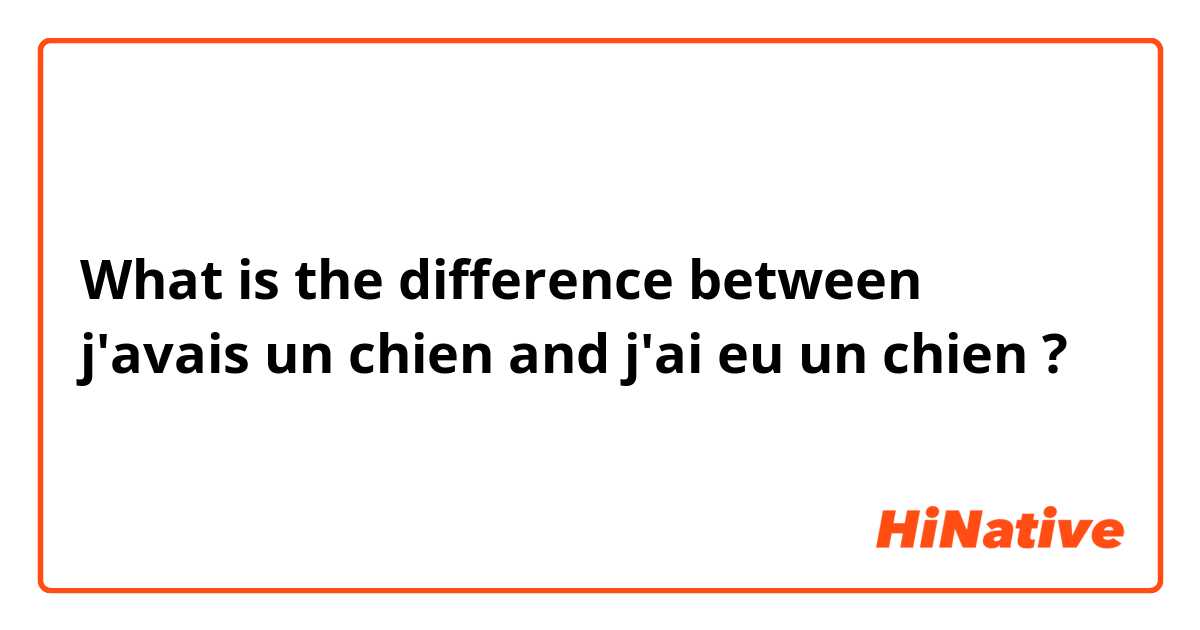 What is the difference between j'avais un chien  and j'ai eu  un chien ?