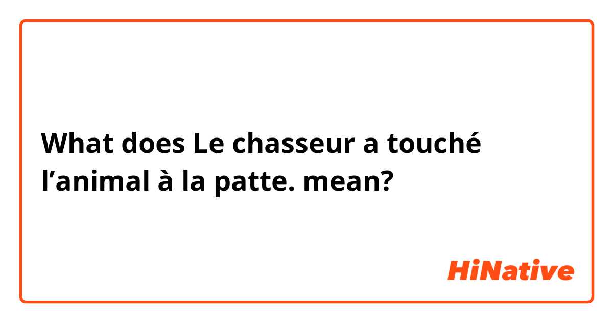 What does Le chasseur a touché l’animal à la patte. mean?