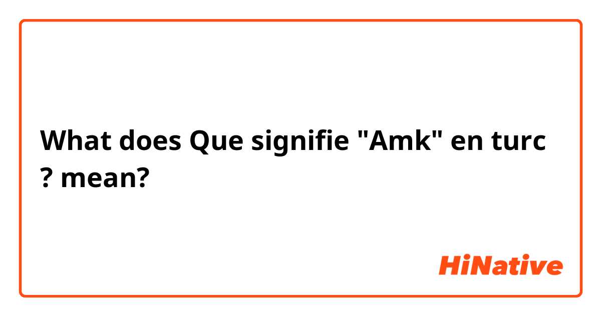 What does Que signifie "Amk" en turc ?  mean?