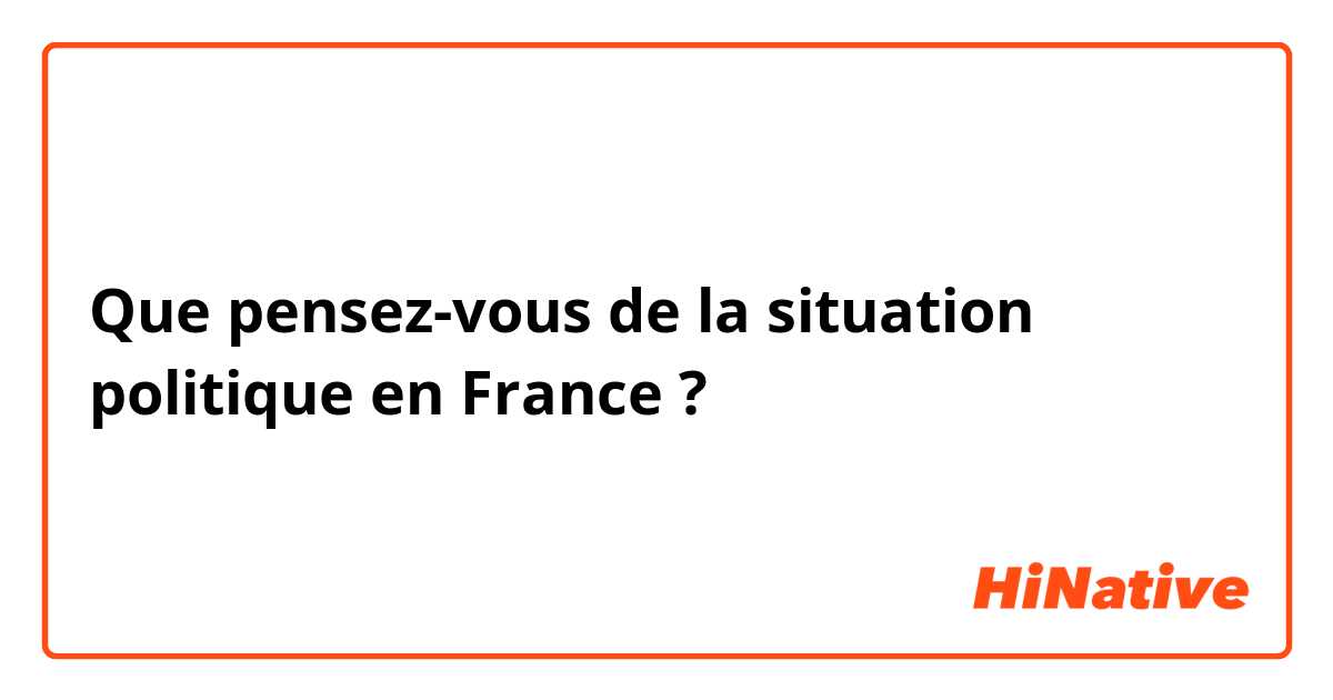 Que pensez-vous de la situation politique en France ?