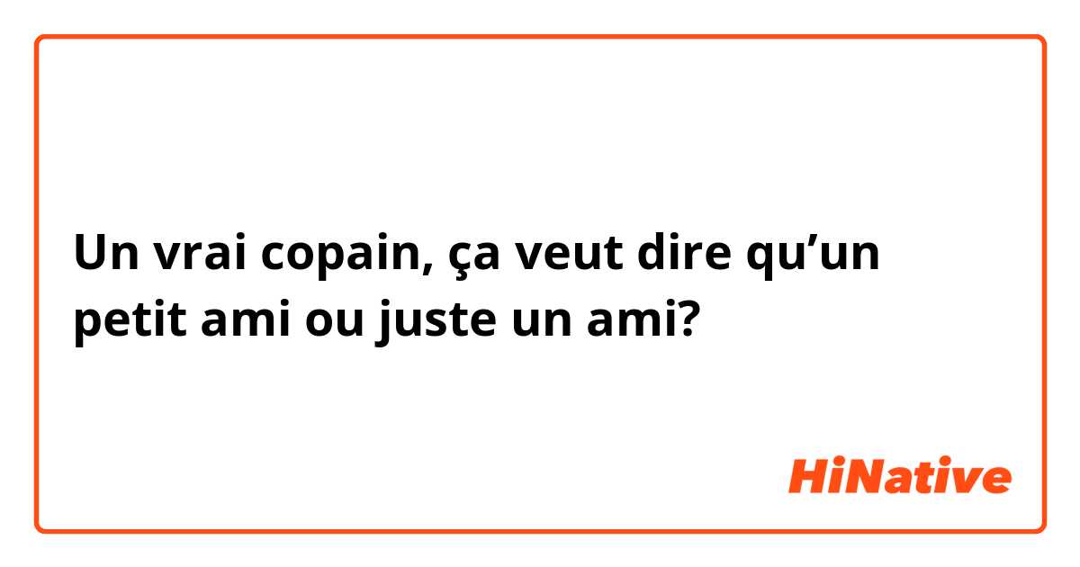 Un vrai copain, ça veut dire qu’un petit ami ou juste un ami? 