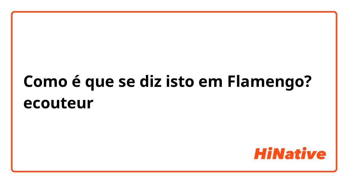 Como é que se diz isto em Flamengo? ecouteur