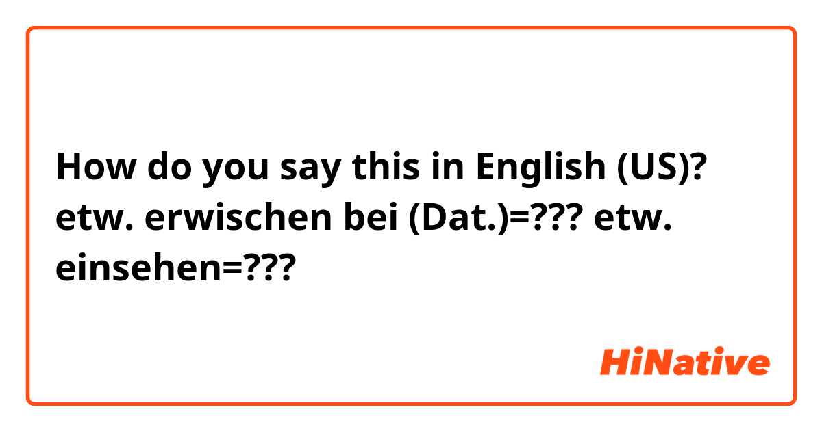 How do you say this in English (US)? etw. erwischen bei (Dat.)=???
etw. einsehen=???