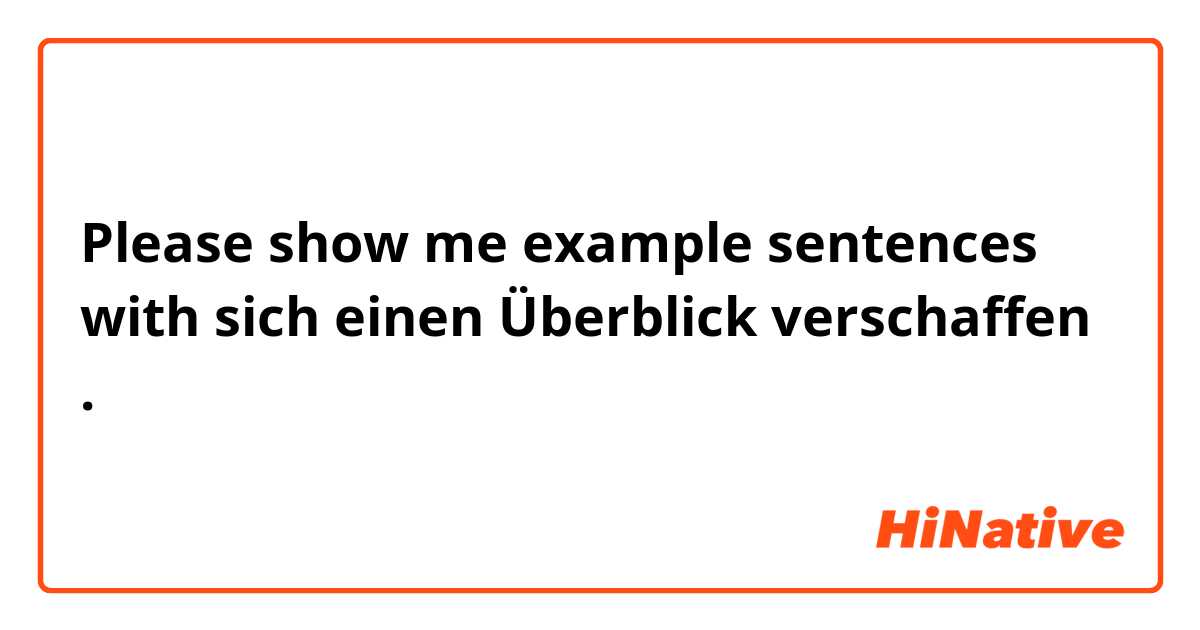 Please show me example sentences with sich einen Überblick verschaffen.