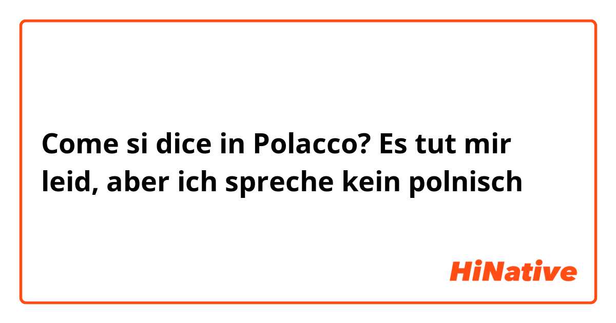 Come si dice in Polacco? Es tut mir leid, aber ich spreche kein polnisch 