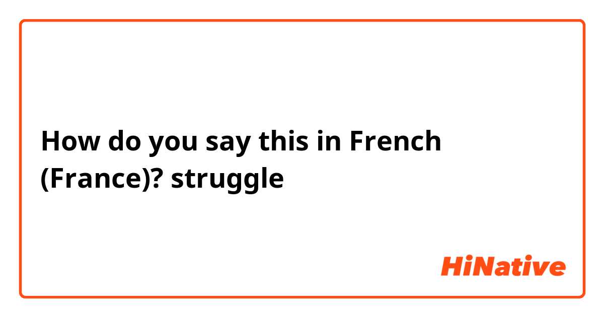 How do you say this in French (France)? struggle 
