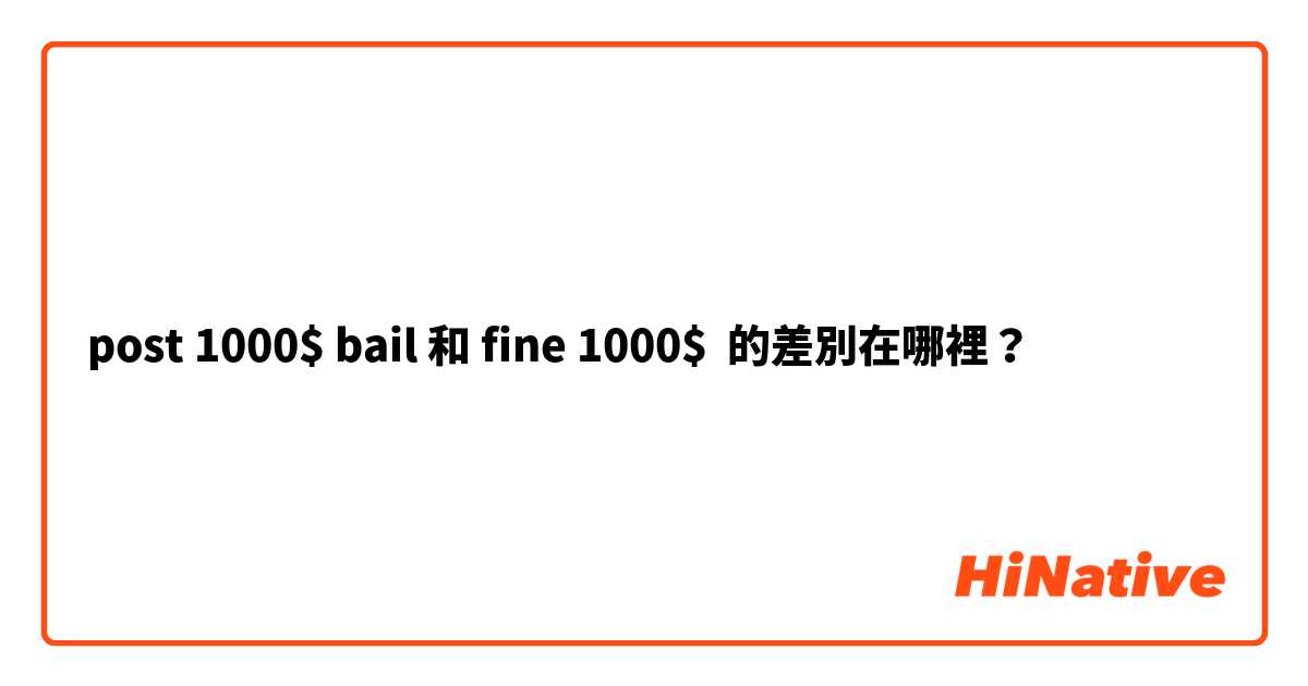 post 1000$ bail 和 fine 1000$ 的差別在哪裡？