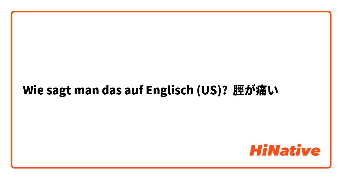 Wie sagt man das auf Englisch (US)? 脛が痛い