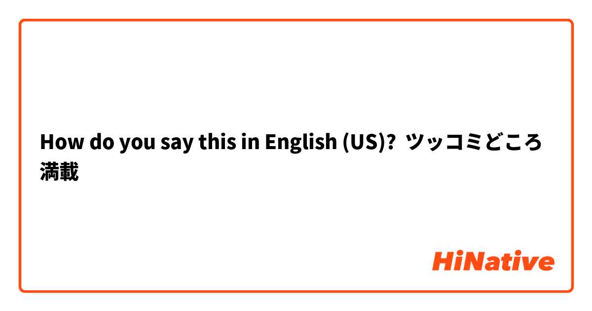 How do you say this in English (US)? ツッコミどころ満載