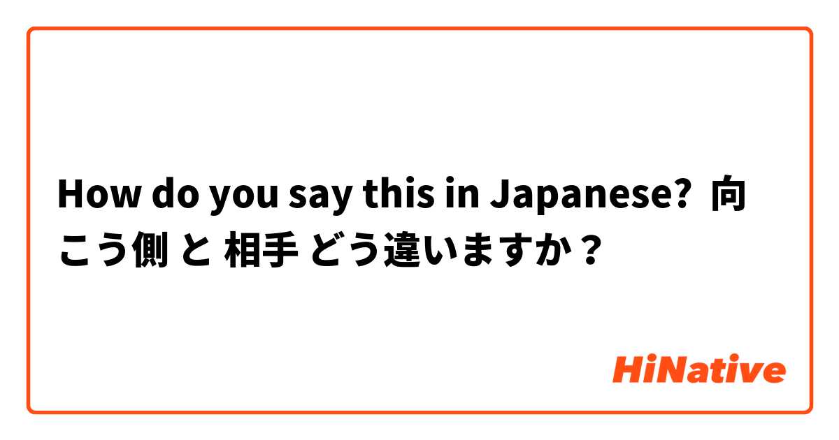 How do you say this in Japanese? 向こう側 と 相手 どう違いますか？