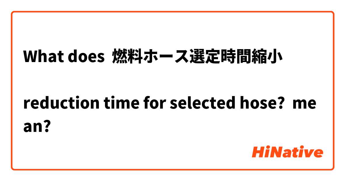 What does 燃料ホース選定時間縮小

reduction time for selected hose? 😐 mean?