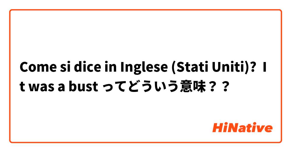 Come si dice in Inglese (Stati Uniti)? It was a bust ってどういう意味？？