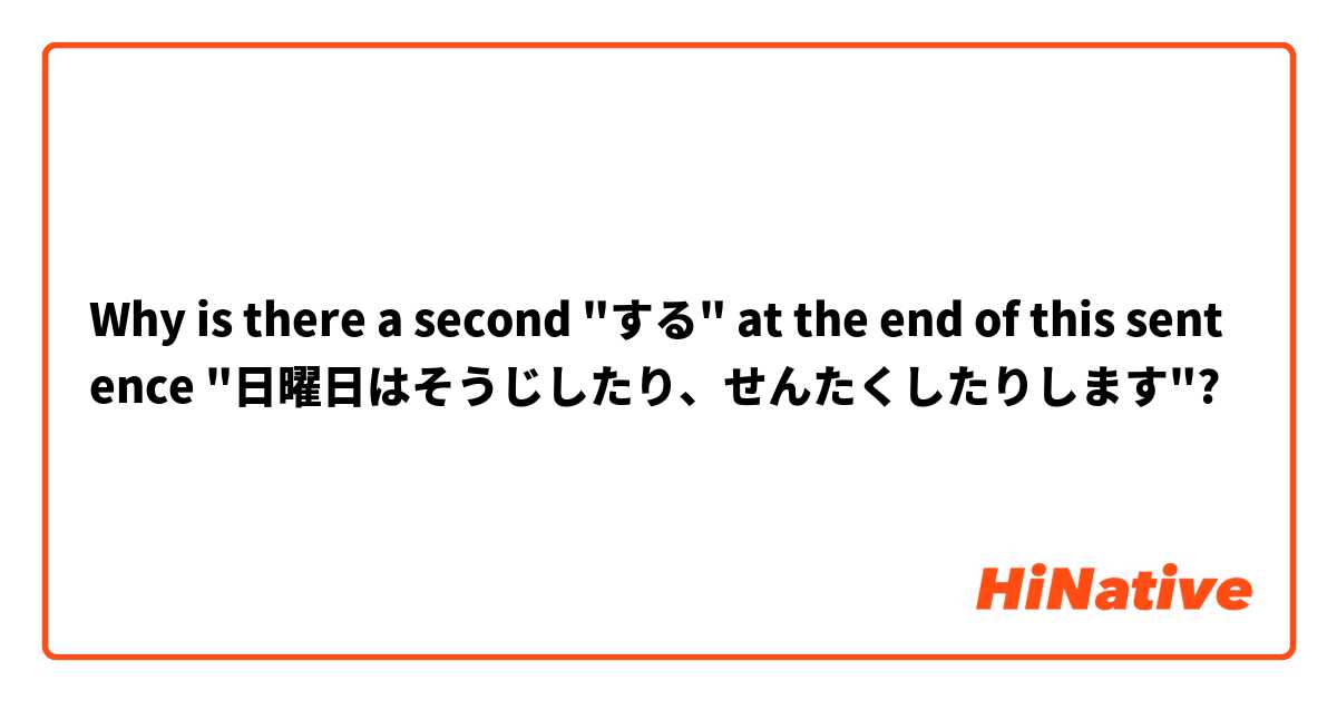 Why is there a second "する" at the end of this sentence "日曜日はそうじしたり、せんたくしたりします"?