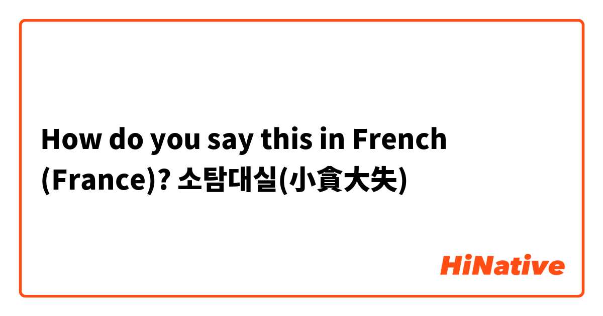 How do you say this in French (France)? 소탐대실(小貪大失)