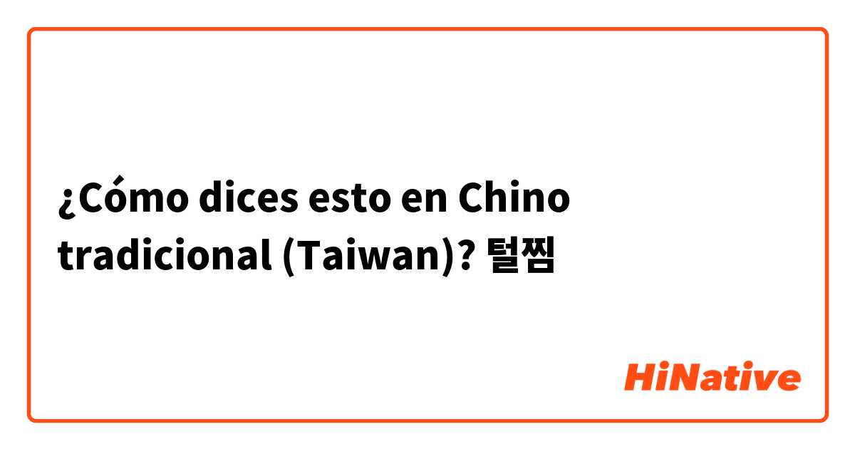 ¿Cómo dices esto en Chino tradicional (Taiwan)? 털찜