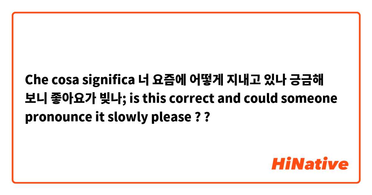 Che cosa significa 너 요즘에 어떻게 지내고 있나 긍금해 보니 좋아요가 빚나; is this correct and could someone pronounce it slowly please ??