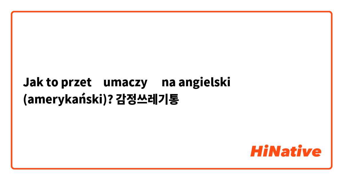 Jak to przetłumaczyć na angielski (amerykański)? 감정쓰레기통