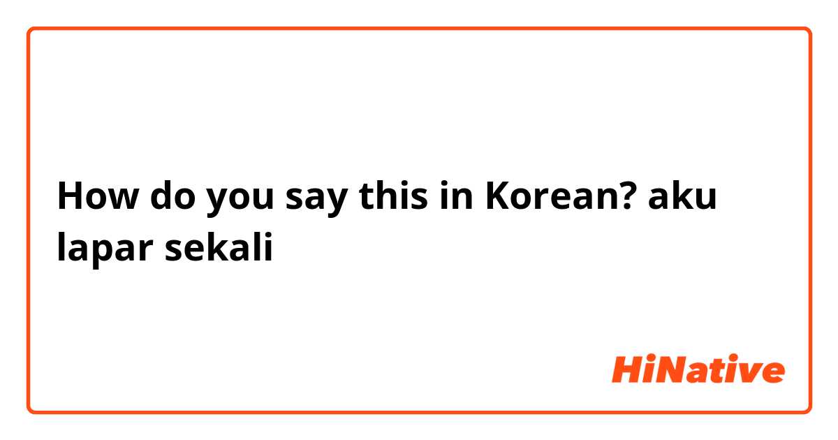 How do you say this in Korean? aku lapar sekali