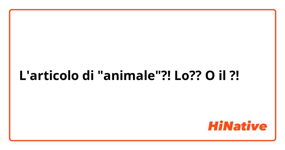 L'articolo di "animale"?! Lo?? O il ?!