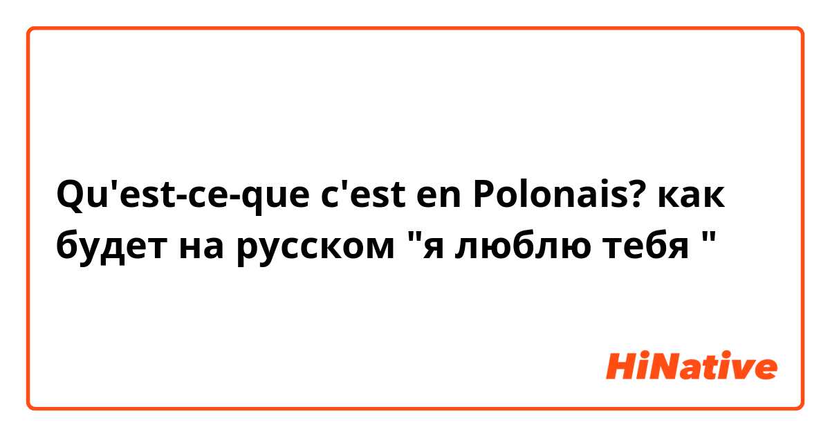 Qu'est-ce-que c'est en Polonais? как будет на русском "я люблю тебя "